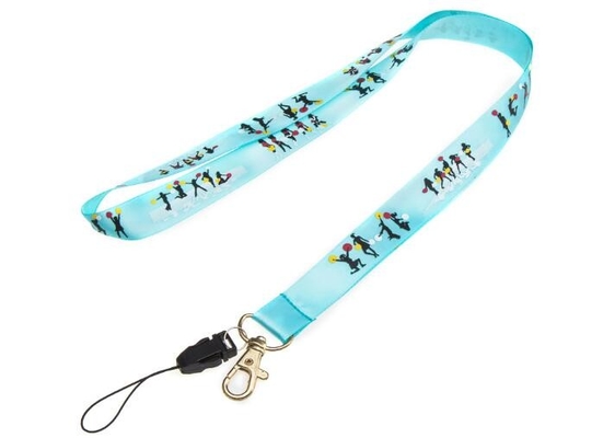 China Satin Ribbon Dye Sublimated Lanyards Heat Transferred Process With Metal Hooks supplier