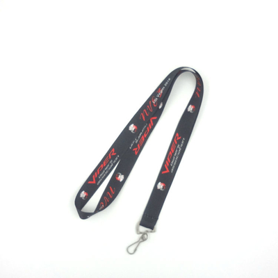 China 580mm/1180mm Length Single Personalised Lanyards Black Color With Hook supplier