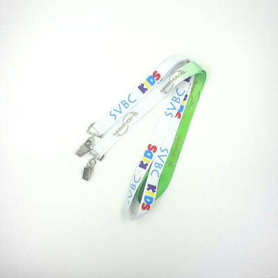 China Promotional Dye Sublimated Lanyards White Polyester Lanyard Gradient Color supplier
