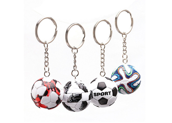 China Mini 3D Cartoon Pvc Rubber Keychain , Football Shape Soft Pvc Custom Keyrings supplier