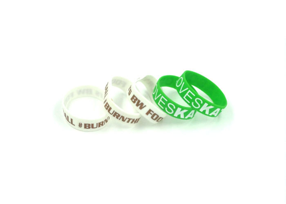 China Logo Infilled Silicone Sports Bracelets , White / Brown Silicone Rubber Bands supplier