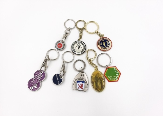 China Shopping Trolley Coin Holder Personalized Metal Keychains Epoxy Soft Enamel supplier