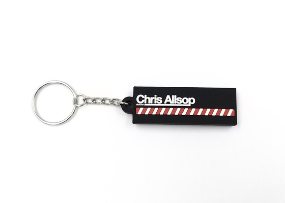 China Personalized Rectangle Shape Soft PVC Keychains Double Side Rubber Material supplier