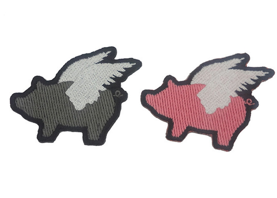 China Custom Shape Adhesive Embroidered Patches Durable And Washable Pink / Gray Color supplier