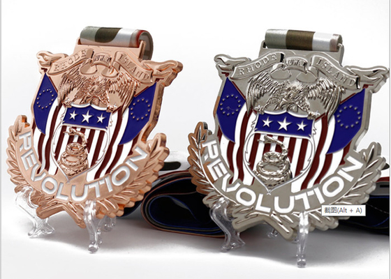 China Souvenir Custom Marathon Gold Metal / Sport Award 3D Design Antique Silver Medal supplier