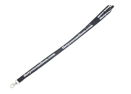 China Durable Black 470mm Length Custom Polyester Lanyards Black Color Highly Safety supplier