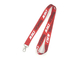 Logo Customized Red Dye Sublimated Lanyards Polyester Material With Thumb Trigger supplier