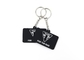 Black Double Size Custom Logo Keychains , Promotional Key Rings 50mmx35mmx2mm supplier