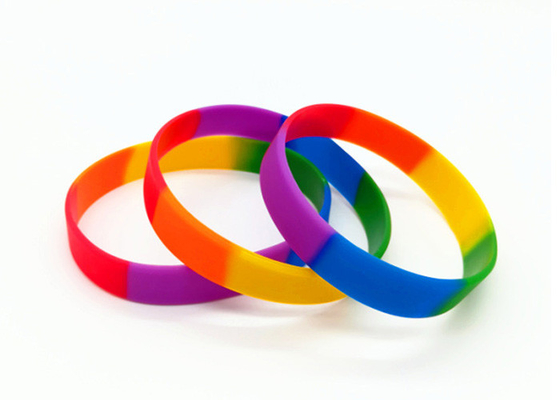 Segmented Sports Silicone Wristbands Debossed In Fill Colors For Women Men supplier