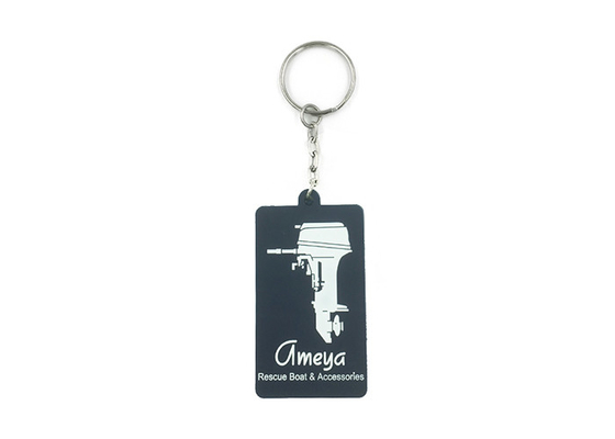 Luxury Rubber Soft PVC Keychains Dark Blue Square Shape 2D Or 3D Effect supplier