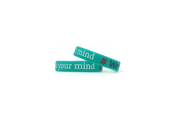 Custom Logo Custom Silicone Bracelets , Silicone Band Bracelets With Colorful Words Infilled supplier