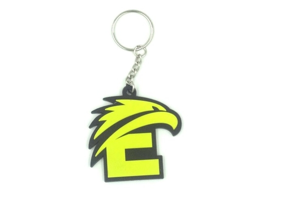 Eco - Friendly PVC Soft Custom Shaped Keyrings Yellow Eagle Shape Key Chain supplier