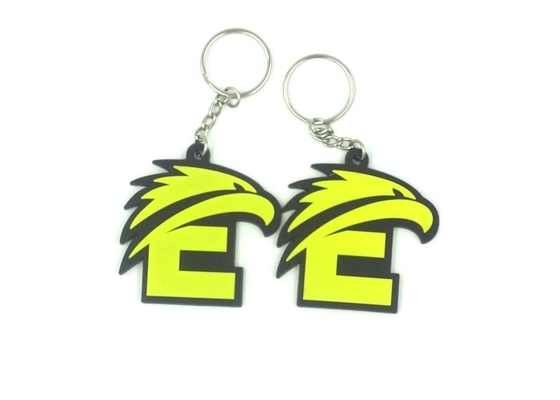 Eco - Friendly PVC Soft Custom Shaped Keyrings Yellow Eagle Shape Key Chain supplier