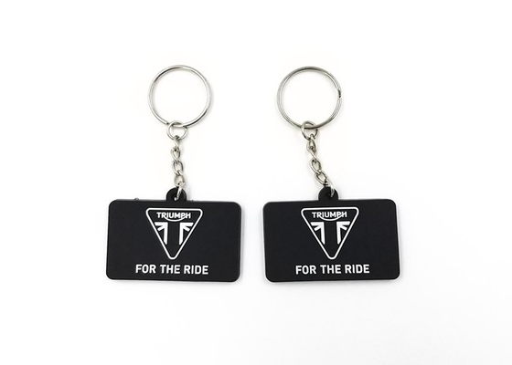 Black Double Size Custom Logo Keychains , Promotional Key Rings 50mmx35mmx2mm supplier