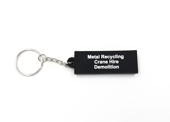 Personalized Rectangle Shape Soft PVC Keychains Double Side Rubber Material supplier