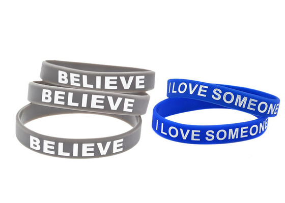 Blue Or Gray Sports Silicone Wristbands / Custom Made Silicone Bracelets supplier