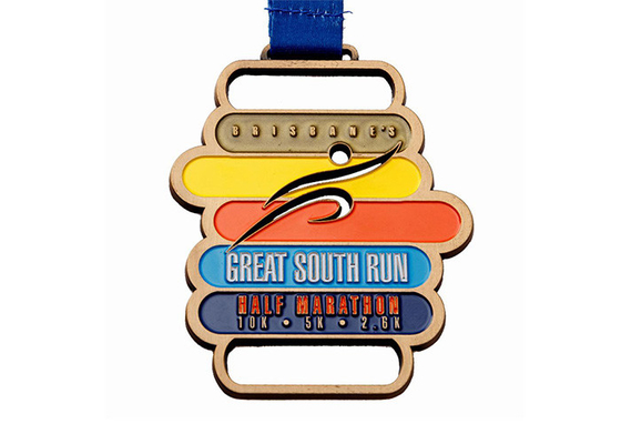 Customized Medal Sports Trophies Medal Awards Metal Copper Football Medal With Ribbon supplier