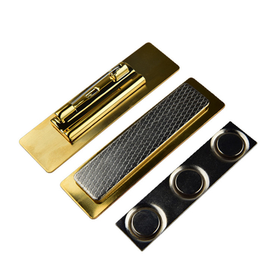 Custom Business ID Emblem Metal Lapel Pin Gold Name Tag Badge With Magnet Holder supplier