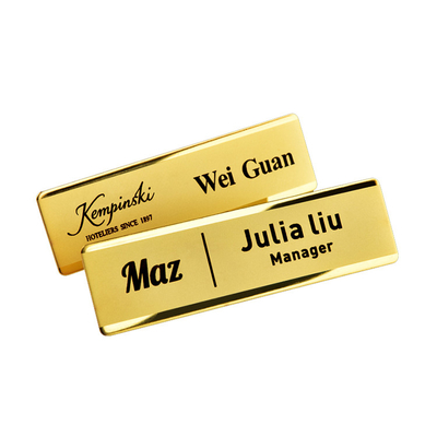 Custom Business ID Emblem Metal Lapel Pin Gold Name Tag Badge With Magnet Holder supplier