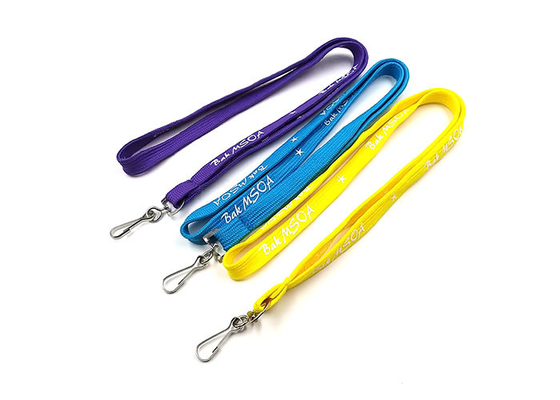 Classic Logo Custom Tubular Lanyards Flat Strap With Hook For ID Badge supplier